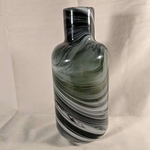 Ikea Iina Vuorivirta Large Almhult Fused Glass Swirl Vase Green White 10.5" - Picture 4 of 10